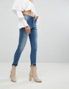 Arrive Skinny Jean With Stepped Hem And Shadow Pocket Detail - Blue