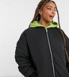 Collusion Oversized Ma1 Longline Bomber Jacket In Black