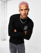 Armani Exchange Small Icon Knitted Sweater In Black