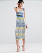 Traffic People Fab Lace Midi Dress In Multi Lace - Blue