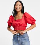 Missguided Petite Set Milkmaid Top In Red