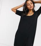 Asos Design Tall Swing T-shirt Dress With Concealed Pockets In Black