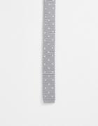 Gianni Feraud Knit Polka Dot Tie In Silver And Cream-multi