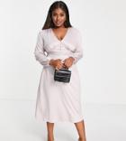 Flounce London Plus Buttoned Midi Dress In Blush-pink