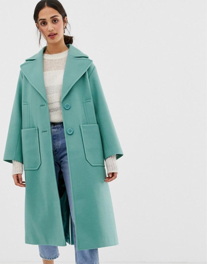 Asos Design Oversized Coat - Green