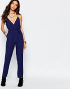 Wyldr Wrap Front Relaxed Jumpsuit - Navy