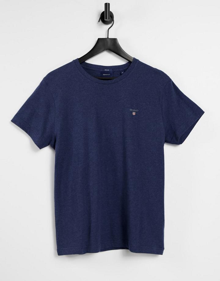 Gant Original Logo T-shirt In Marine Blue Heather-blues