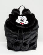 Disney X Lazy Oaf Mickey Mouse Faux Fur Backpack - Black