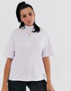 Asos Design High Neck Short Sleeve T-shirt In Pastel Lilac-pink