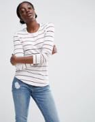 Asos Crew Neck T-shirt In Stripe With Long Sleeve - Multi