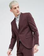 Selected Homme Skinny Suit Jacket In Twisted Yarn - Red