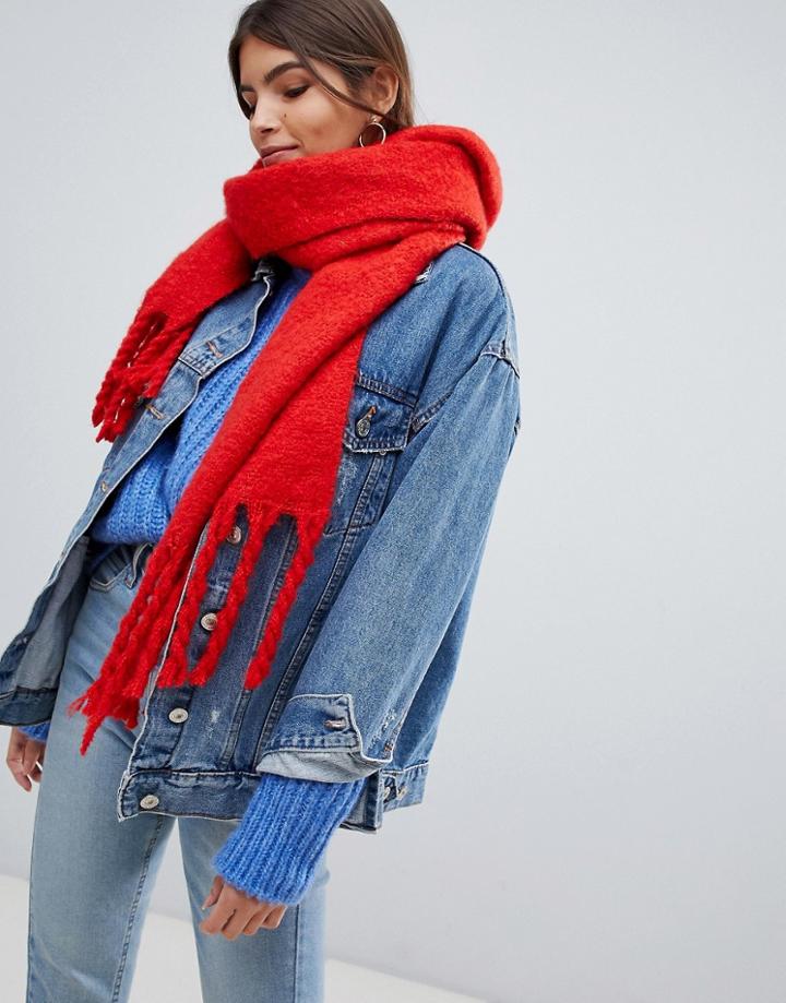 Oasis Knitted Scarf With Tassels In Orange - Orange