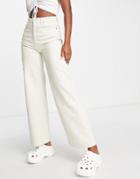 Weekday Ace Cotton High Waist Wide Leg Jeans In Tinted Ecru-white