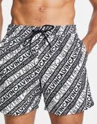 Calvin Klein Swim Shorts In White Logo Print