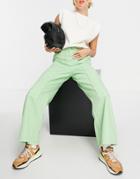 Weekday Gritty Organic Cotton Seam Front Workwear Pants In Mint Green