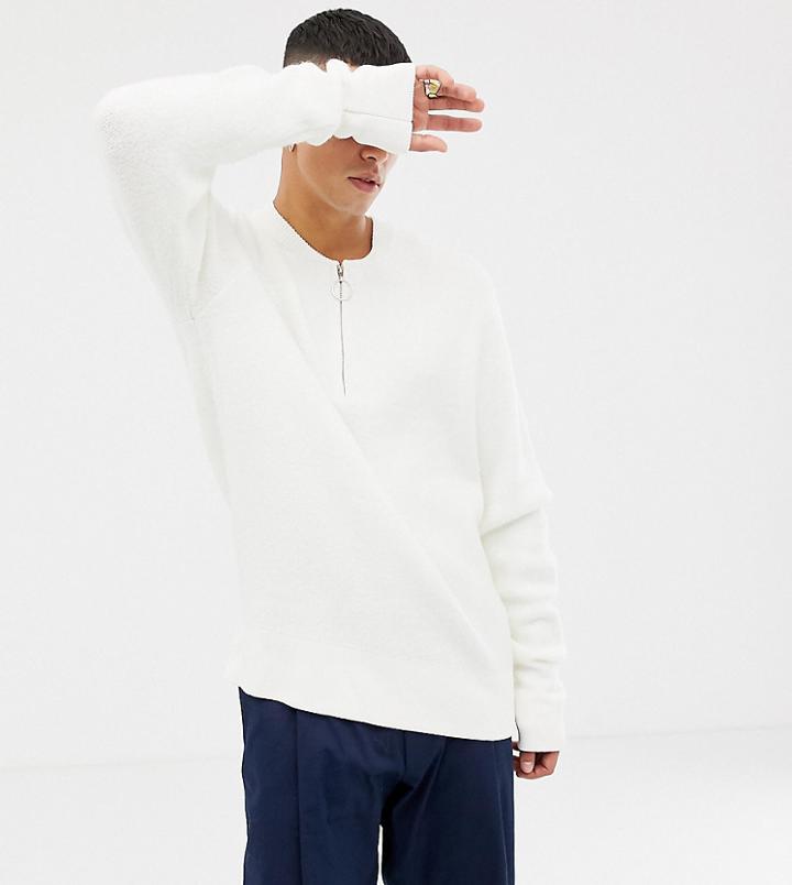 Noak Knitted Half Zip In White - White