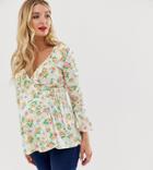 Asos Design Maternity Nursing Ruffle Front Top In Floral Print-multi
