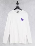 Asos Design Muscle Long Sleeve T-shirt In White With La Chest Print