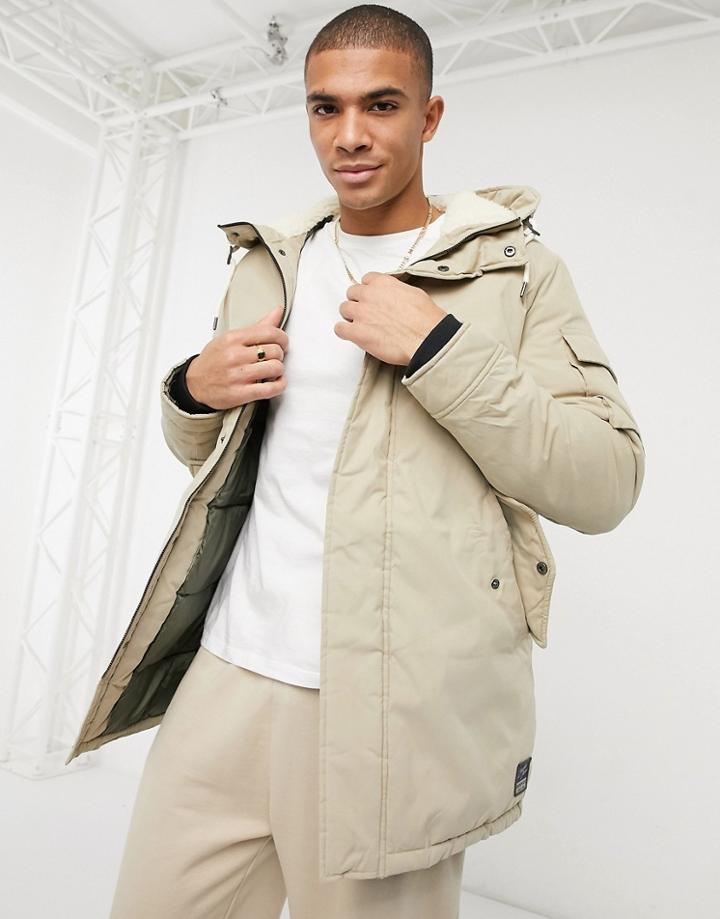 Jack & Jones Originals Parka With Hood And Pockets In Beige-neutral