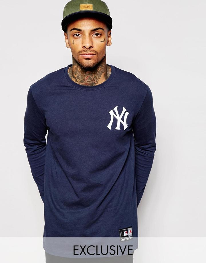 Majestic Longline Long Sleeve Yankees T-shirt - Navy