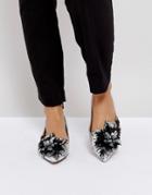 Asos Lily Of The Valley Embellished Ballet Flats - Silver
