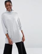 Monki Roll Neck Oversized Sweater - Gray