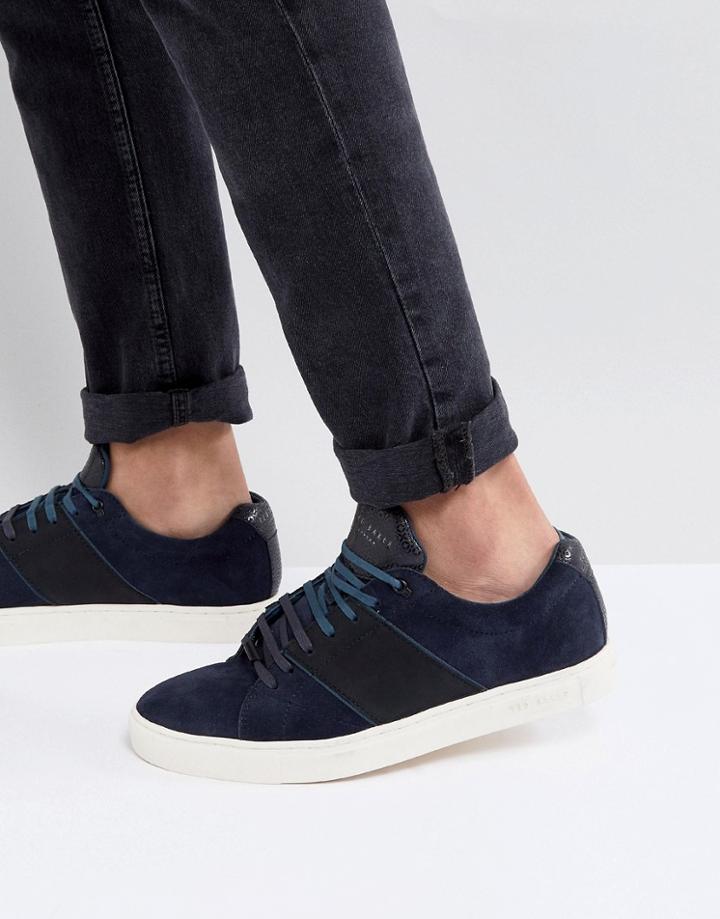 Ted Baker Dannez Suede Sneakers In Navy - Navy