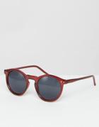 Asos Round Sunglasses In Burgundy - Red