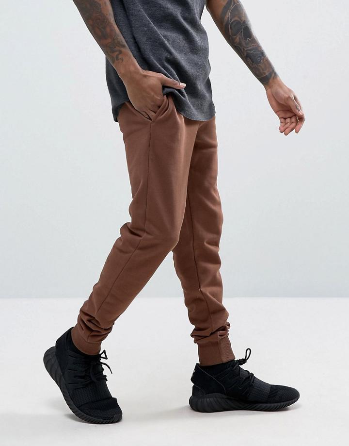 Criminal Damage Slate Tracksuit Joggers With Woven Waistband - Brown