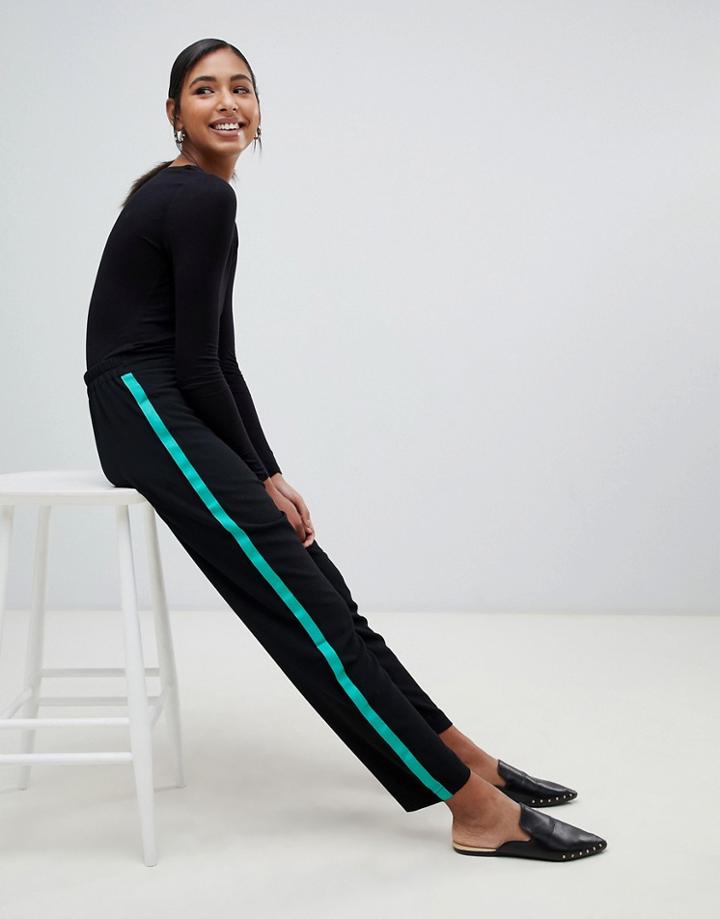 Brave Soul Band Pants With Side Stripe - Black