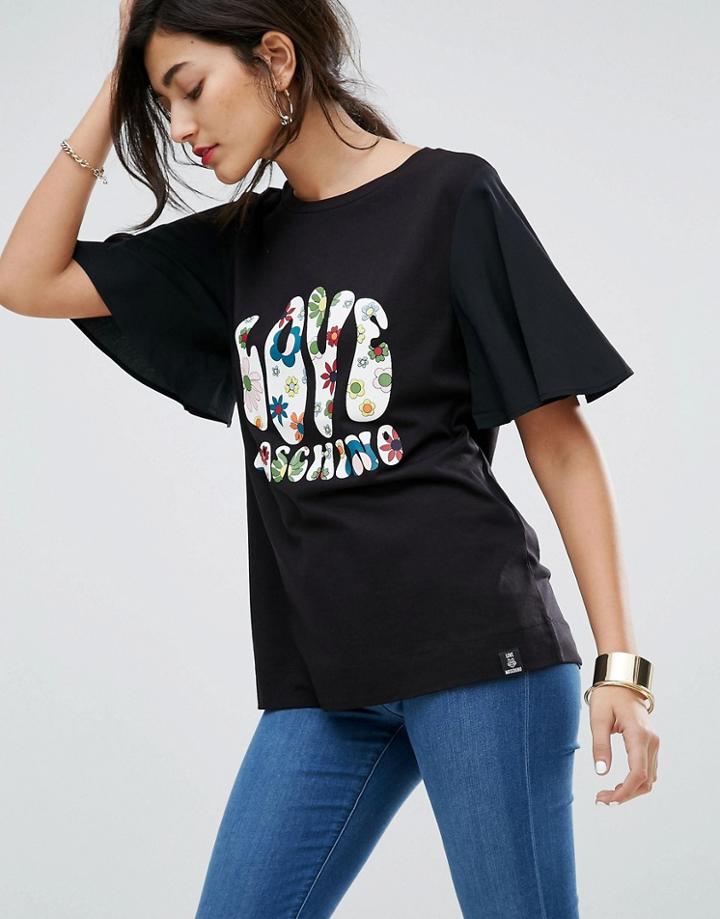 Love Moschino Hippy Love Print T-shirt - Black