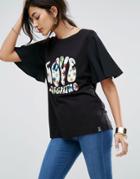 Love Moschino Hippy Love Print T-shirt - Black