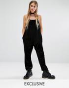 Reclaimed Vintage Velvet Jumpsuit With Tie Back - Black