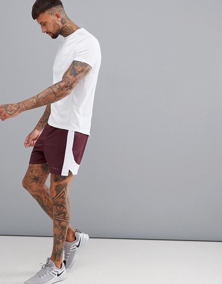 Asos 4505 Shorts With Cut & Sew In Burgundy - Gray