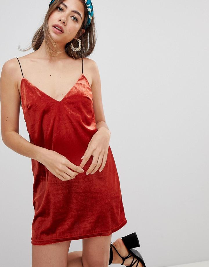 Missguided Velvet Cami Dress - Orange