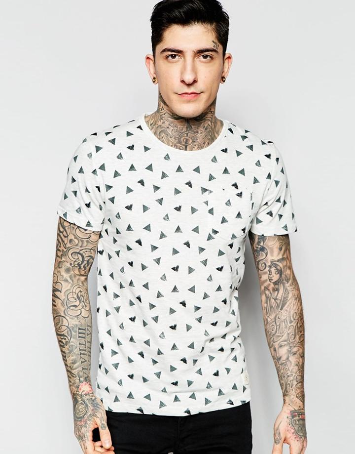 Bellfield Triangle Print T-shirt - White
