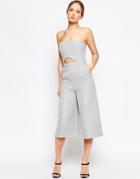 Asos Premium Jumpsuit In Texture With Cut Out Detail - Gray