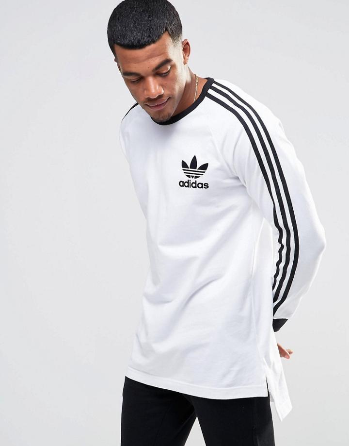 Adidas Originals Adicolor Longline Long Sleeve T-shirt In White B10656 - White