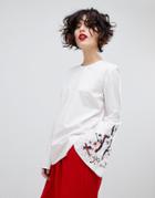 Essentiel Antwerp Paradise Long Sleeved Embroidered Blouse-white