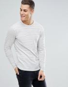 Bellfield Long Sleeve T-shirt With Red Stripe - Cream