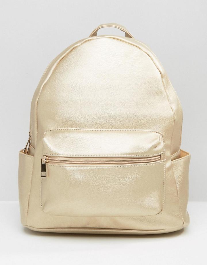 Daisy Street Metallic Backpack - Gold