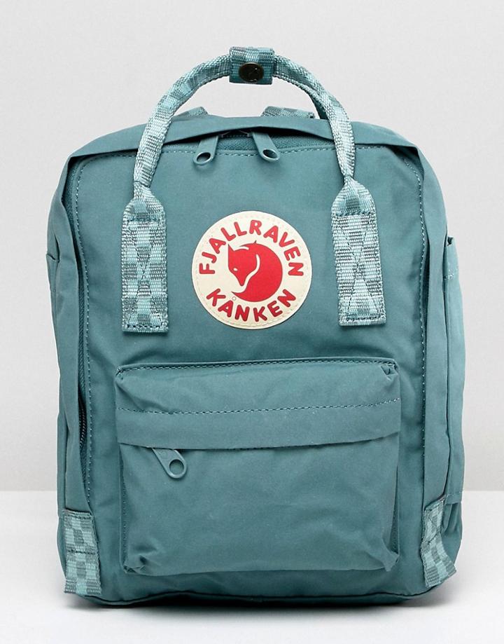 Fjallraven Mini Kanken Frost Green Backpack With Contrast Stripes - Green