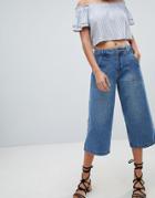 Missguided Cropped Wide Leg Jeans - Blue
