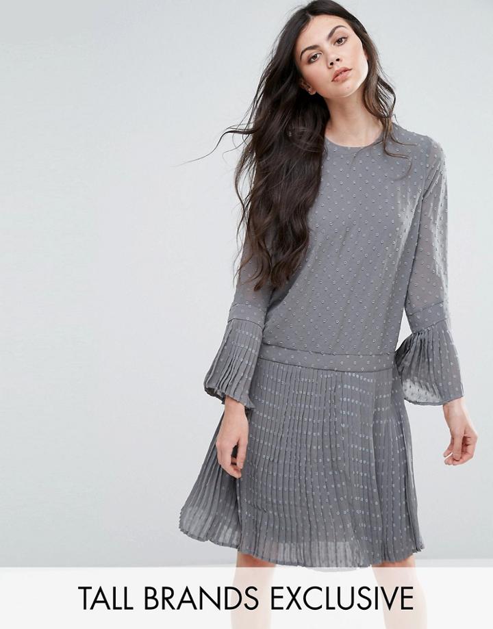 Y.a.s Tall Nava Textred Spot Skater Dress - Gray