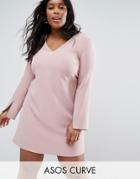 Asos Curve Plunge Neck A Line Dress - Pink