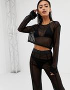 Minimale Animale Apex Mesh Beach Crop Top In Black
