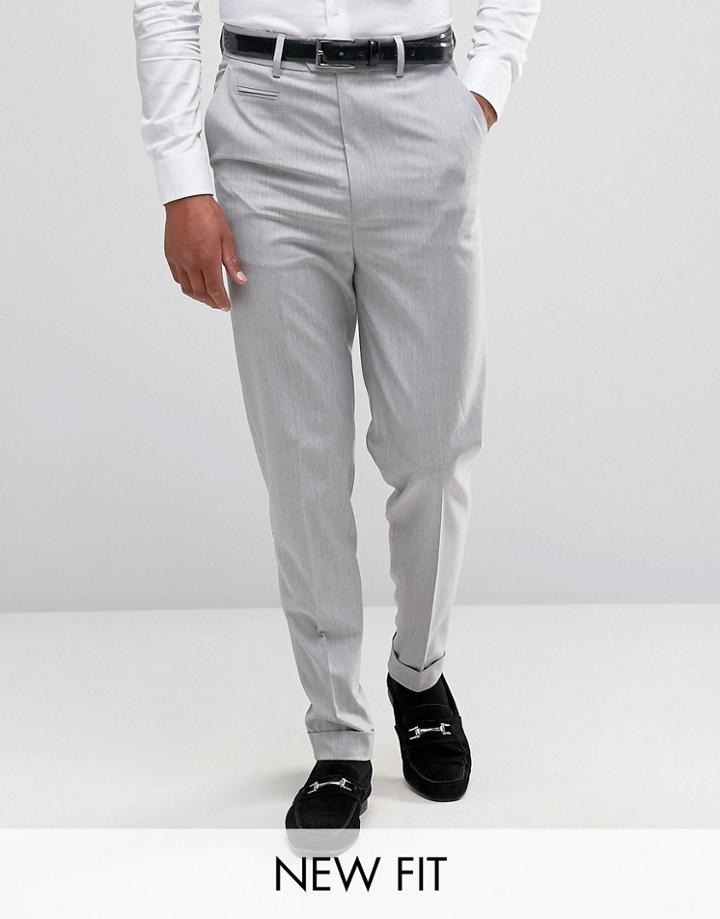 Asos Super High Waisted Smart Pants In Pale Gray - Gray