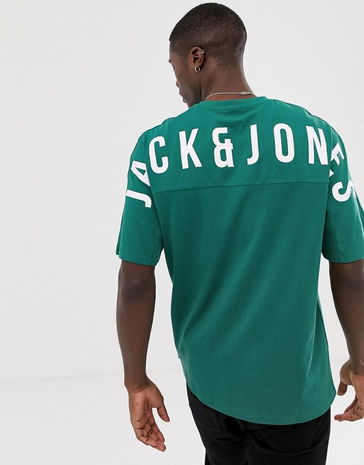 Jack & Jones Core Embroidery Logo T-shirt In Green - Green