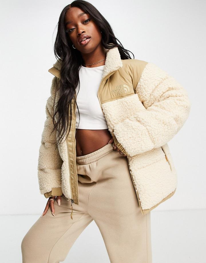 The North Face Nuptse Sherpa Jacket In Beige-neutral