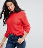 Asos Tall Sweater In Fluffy Yarn With Crew Neck - Red